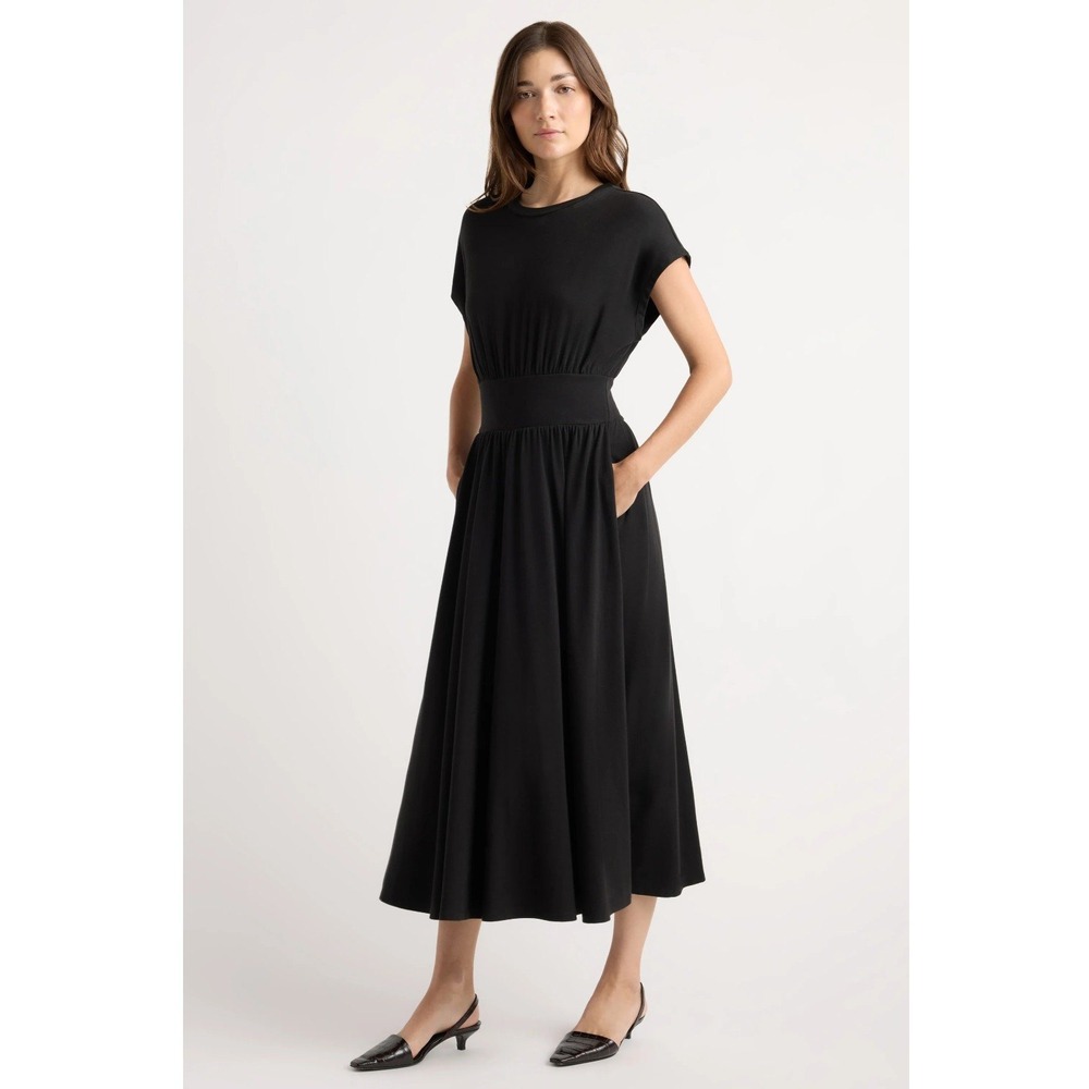 Modern Citizen Prima Jersey Midi Dress Black XL Dolman Sleeve Pockets Minimalist